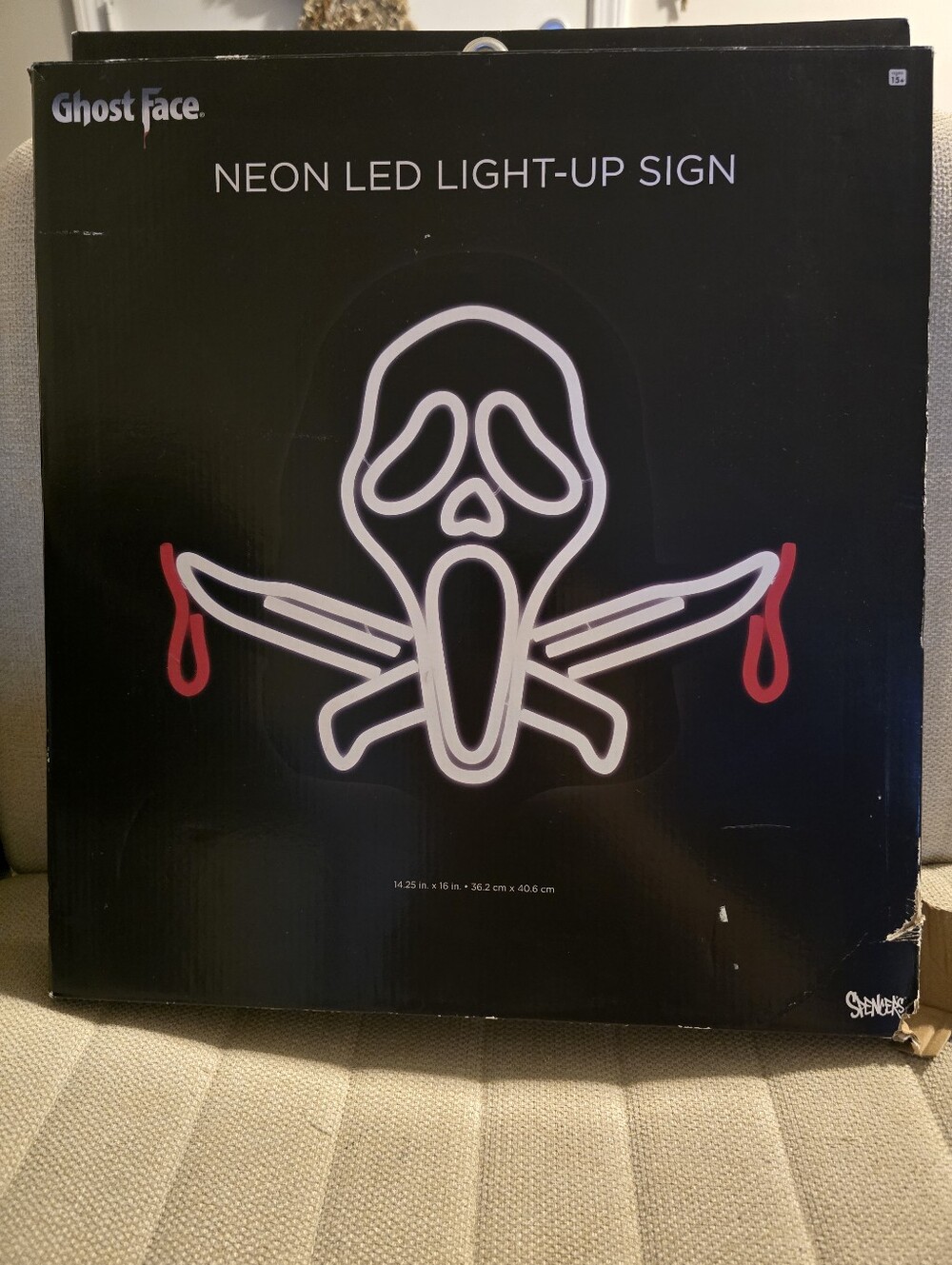 New Spirit Halloween Scream Ghost Face 16" Neon LED Indoor Light-Up Sign